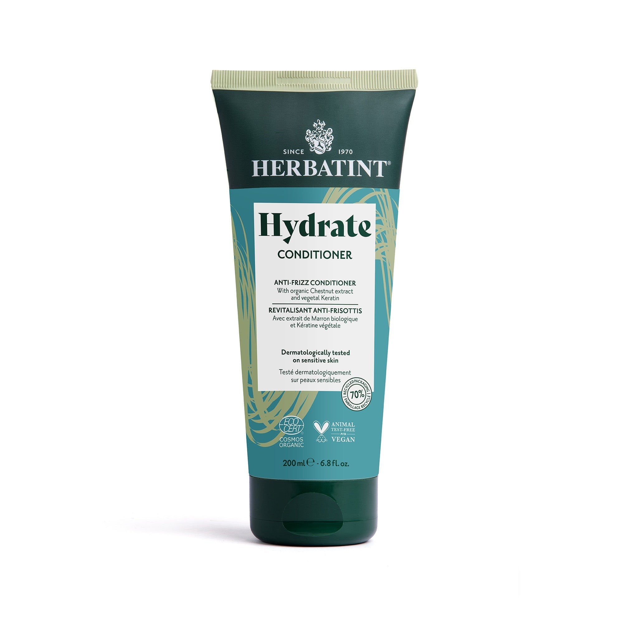 Herbatint Hydrate Conditioner - 99% Natural, Anti - Frizz, Vegetal Keratin & Chestnut Extract 200mL - A.Vogel Canada