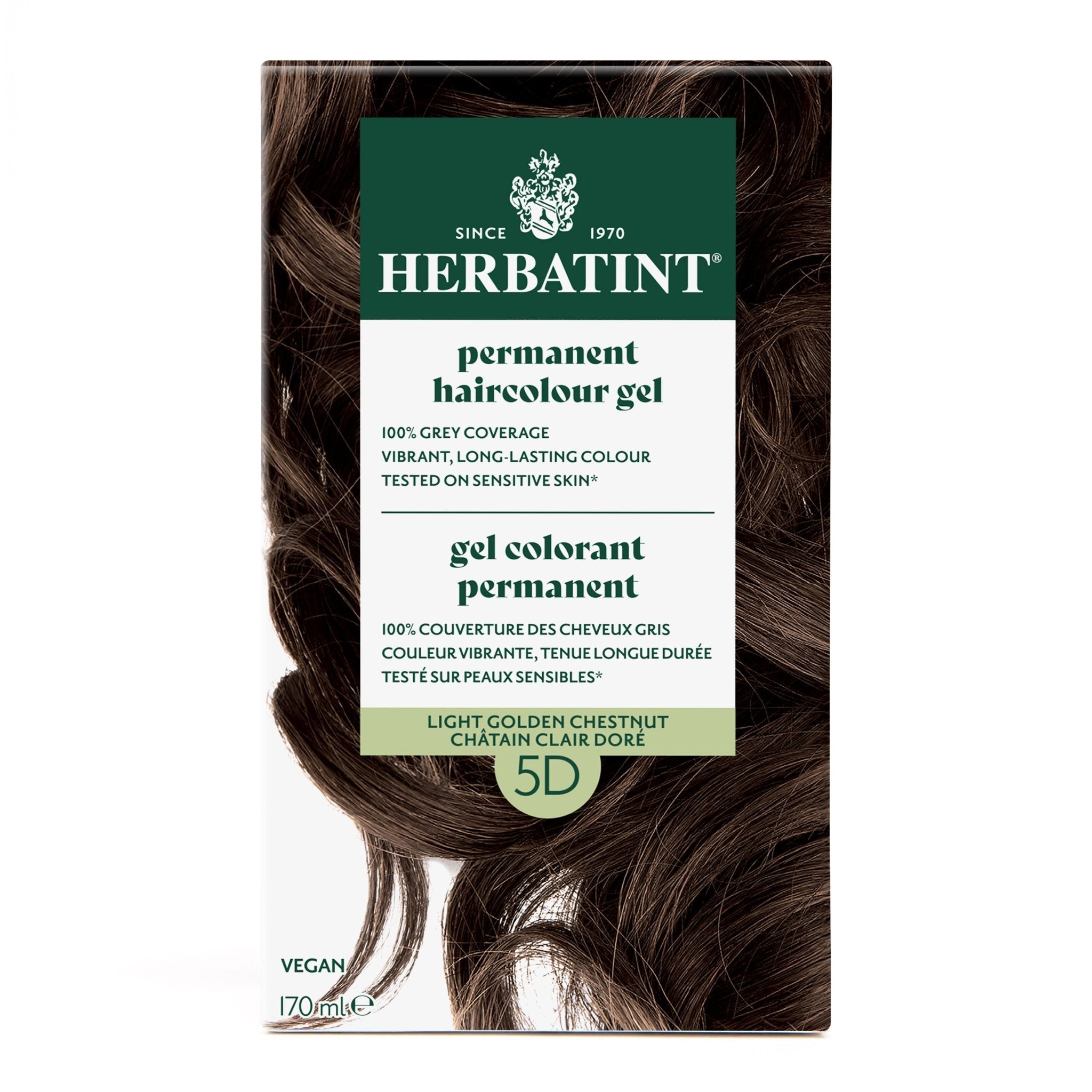 Herbatint Permanent Hair Color Gel 5D Light Golden Chestnut 170 mL - A.Vogel Canada
