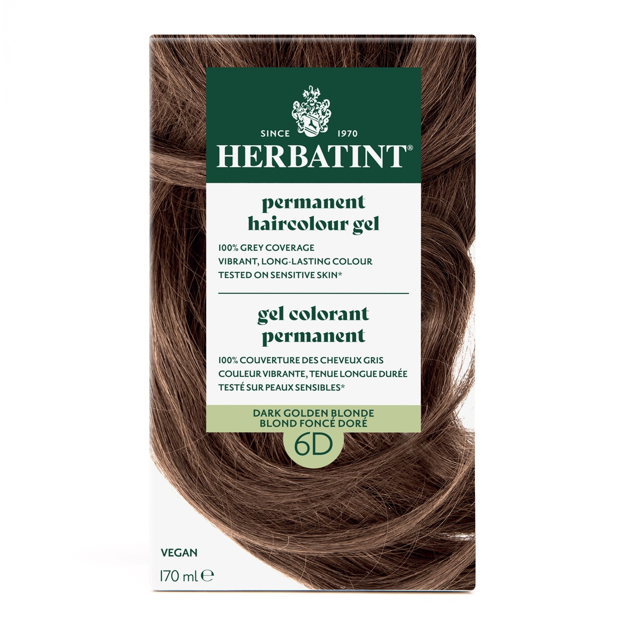 Herbatint Permanent Hair Color Gel 6D Dark Golden Blonde 170 mL - A.Vogel Canada