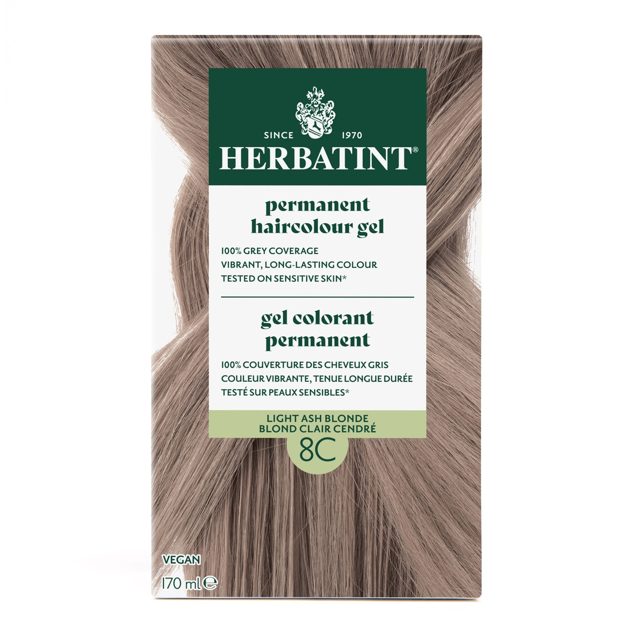 Herbatint Permanent Hair Color Gel 8C Light Ash Blonde 170 mL - A.Vogel Canada