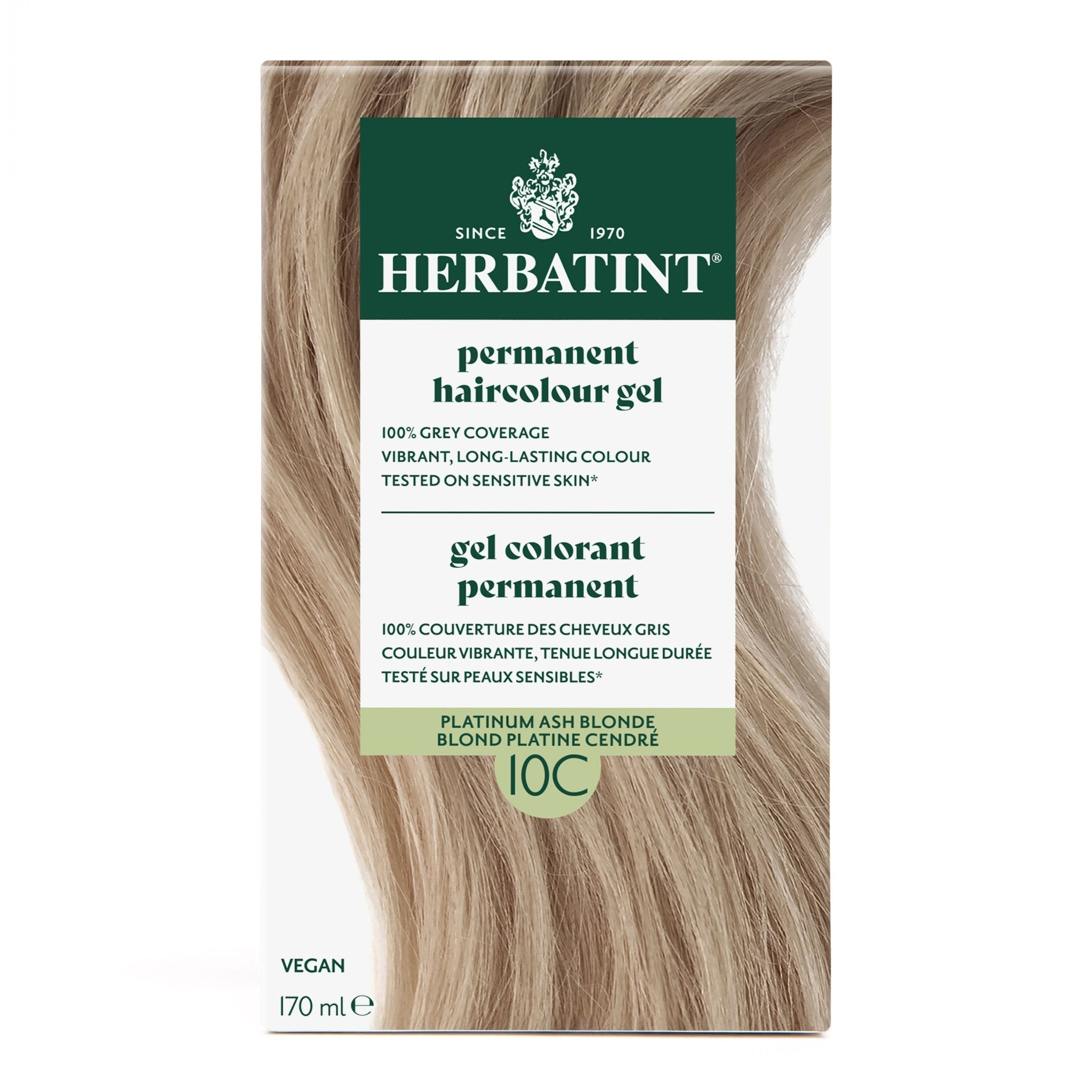 Herbatint Permanent Hair Color Gel 10C Platinum Ash Blonde 170 mL - A.Vogel Canada