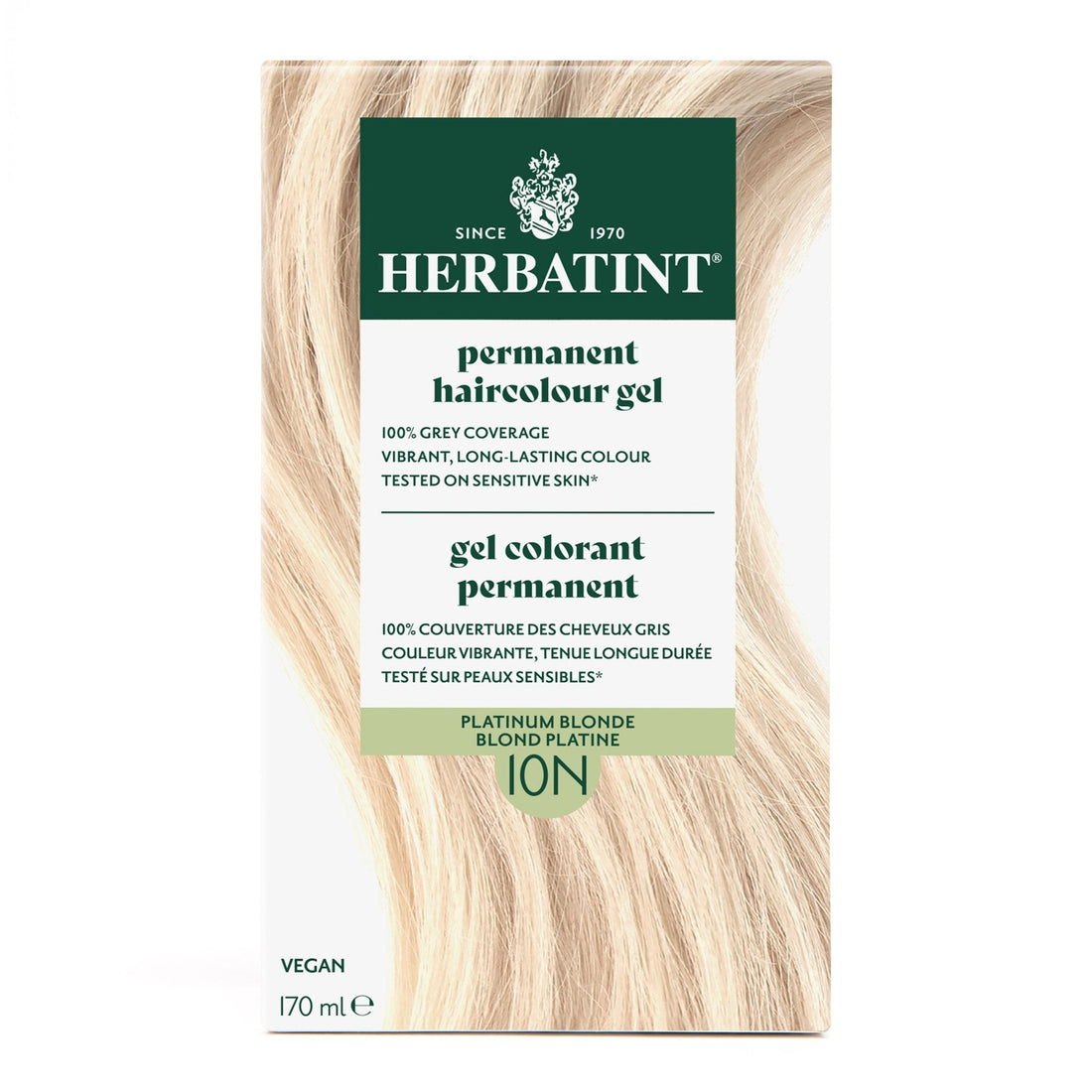 Herbatint Permanent Hair Color Gel 10N Platinum Blonde 170 mL - A.Vogel Canada